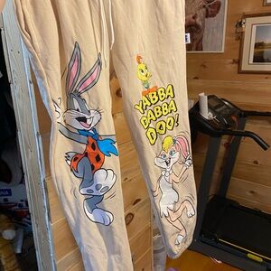 Cartoon Character Beige Sweatpants